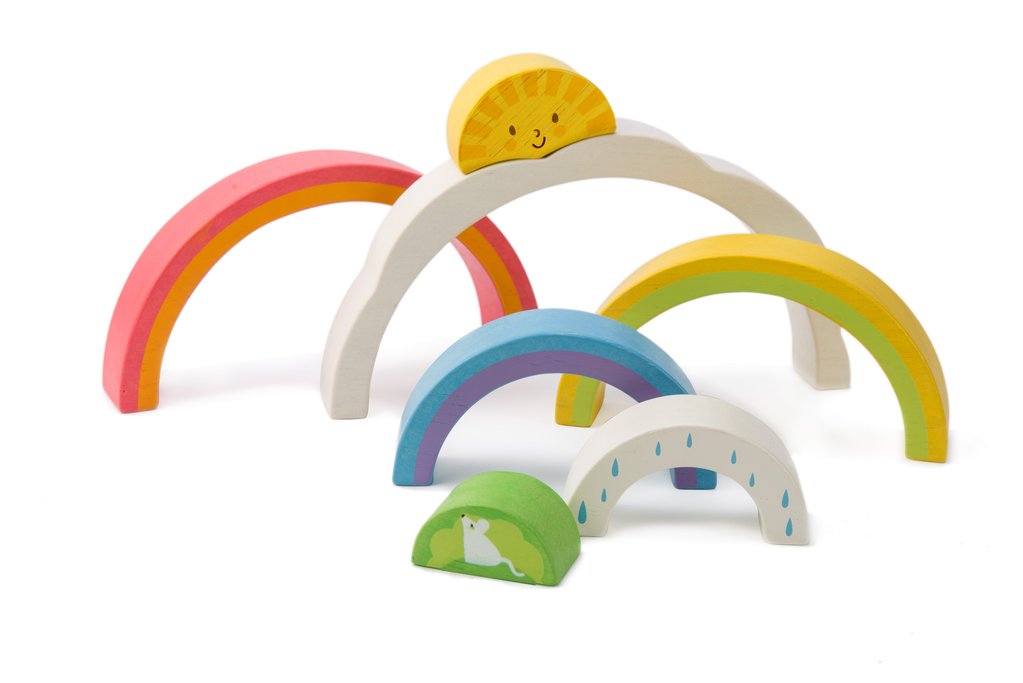 Rainbow Tunnel Stacker Wooden Toy - Retro Kids