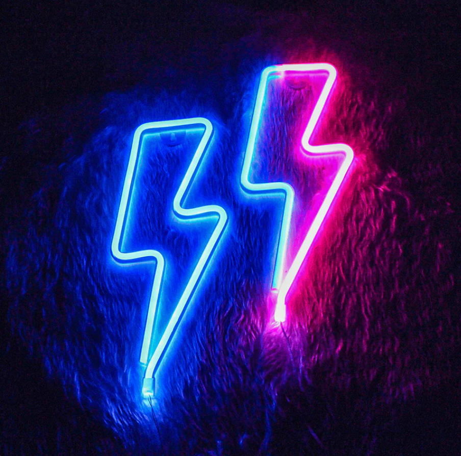 Stavning linse overdrive Blue Lightning Bolt Neon LED Light | Retro Kids