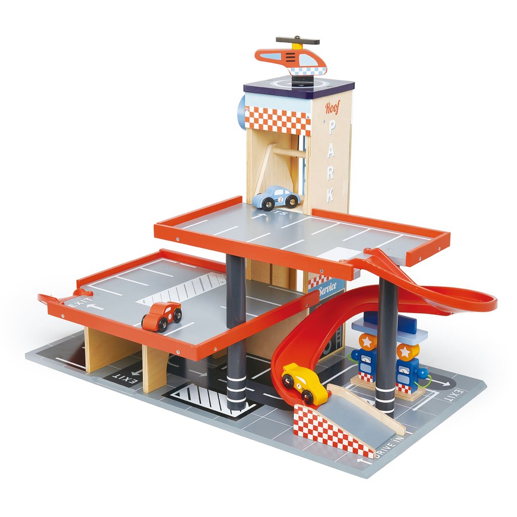 Bluebird Wooden Toy Garage & Cars Set - Retro Kids