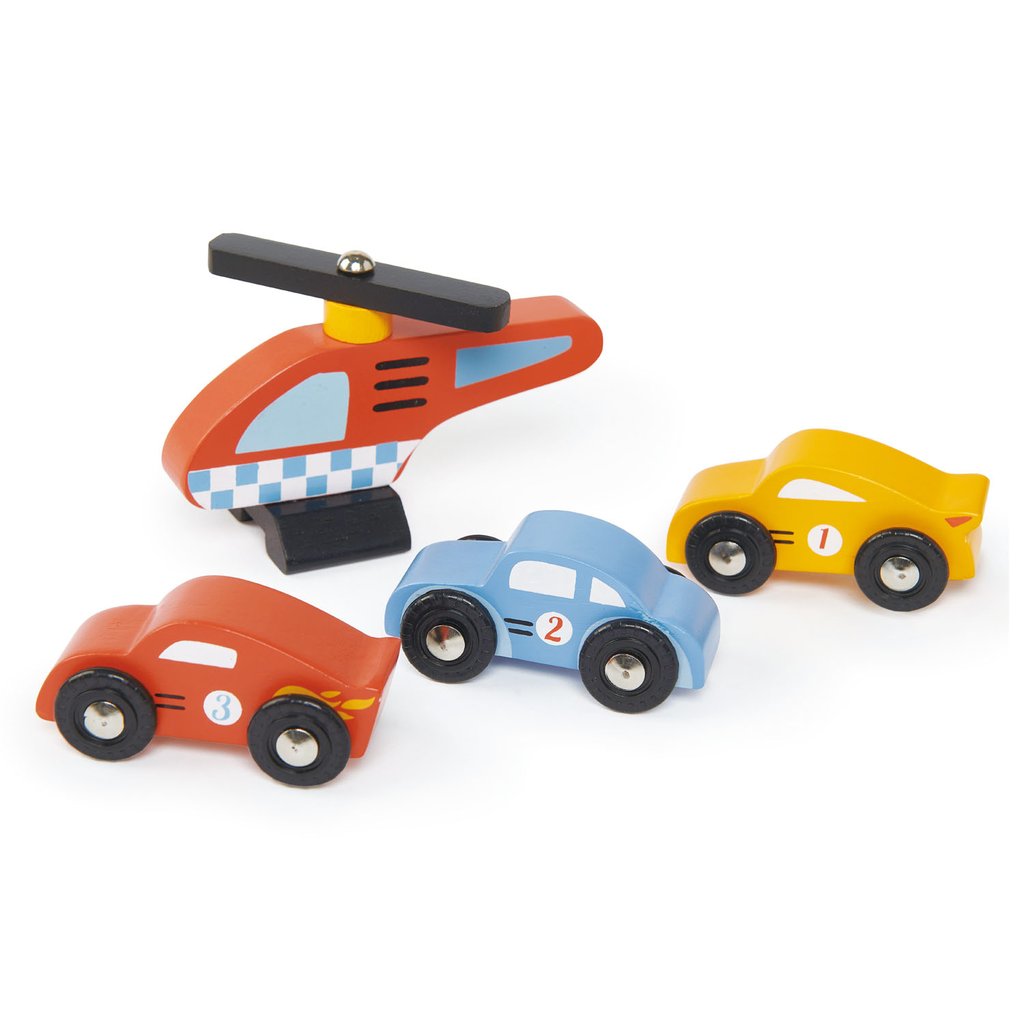 Bluebird Wooden Toy Garage & Cars Set - Retro Kids