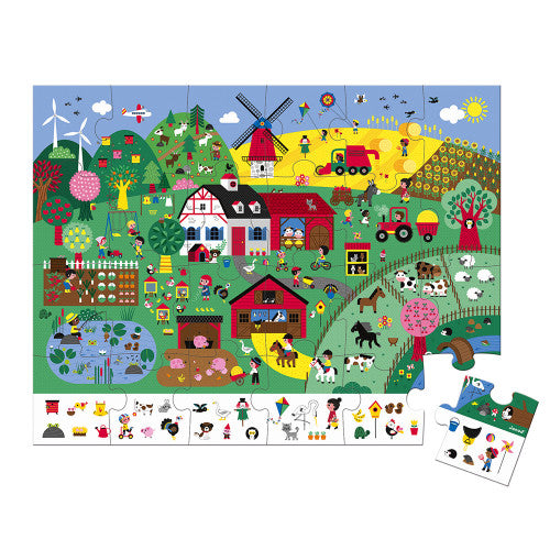 Farmyard Floor Jigsaw & Observation Puzzle - Retro Kids