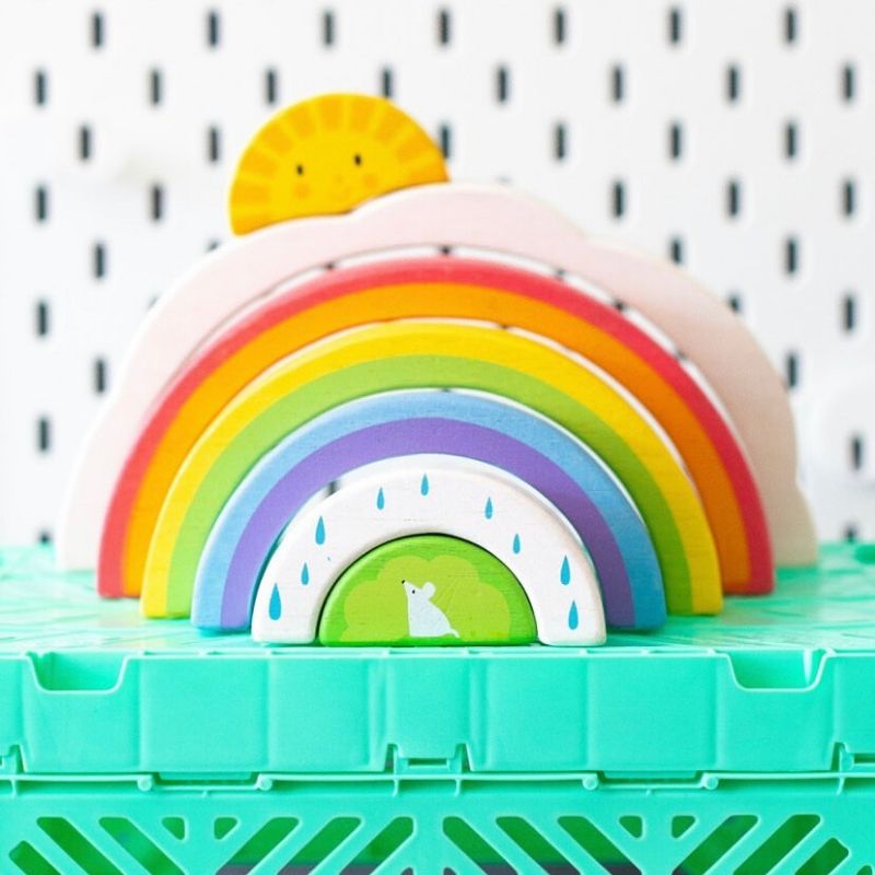 Rainbow Tunnel Stacker Wooden Toy - Retro Kids