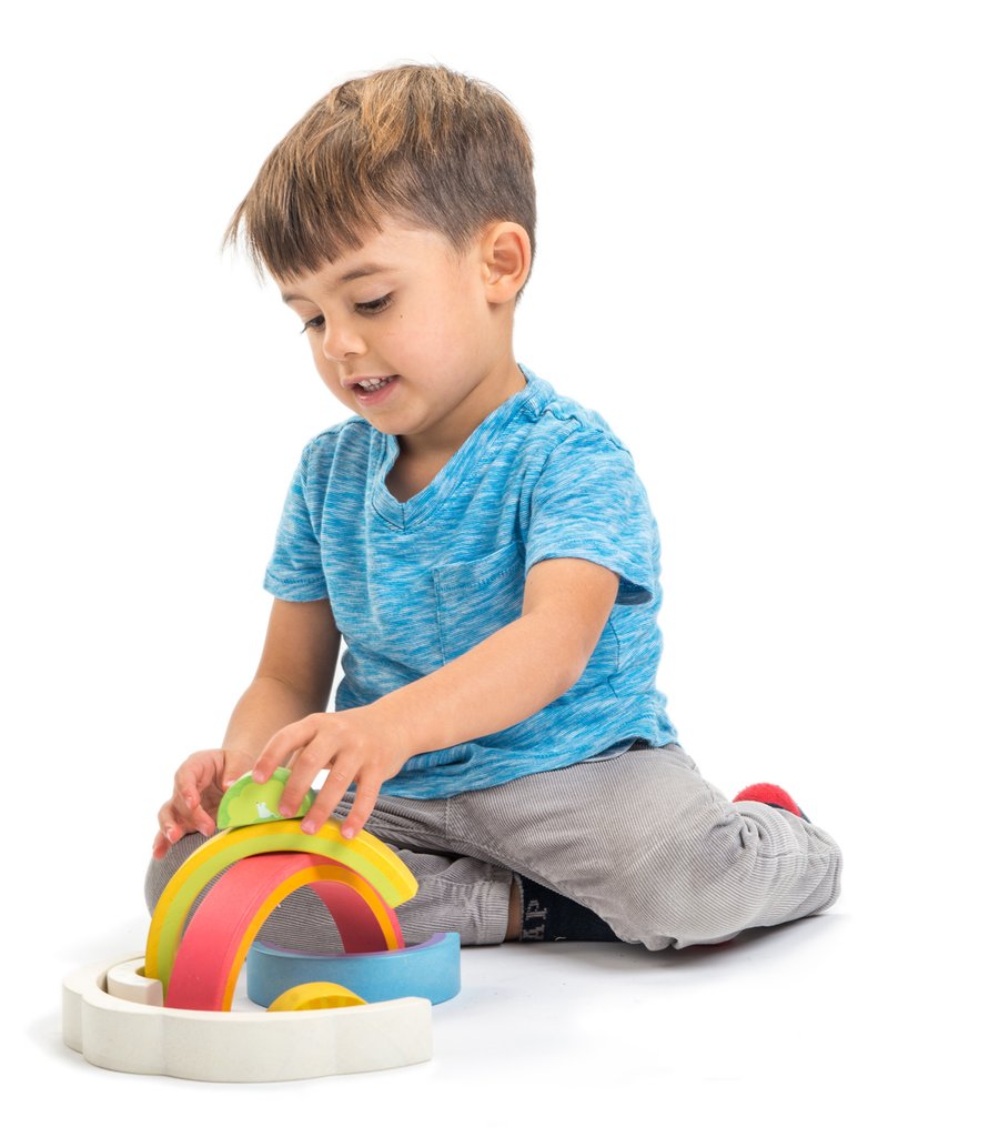 Rainbow Tunnel Stacker Wooden Toy - Retro Kids