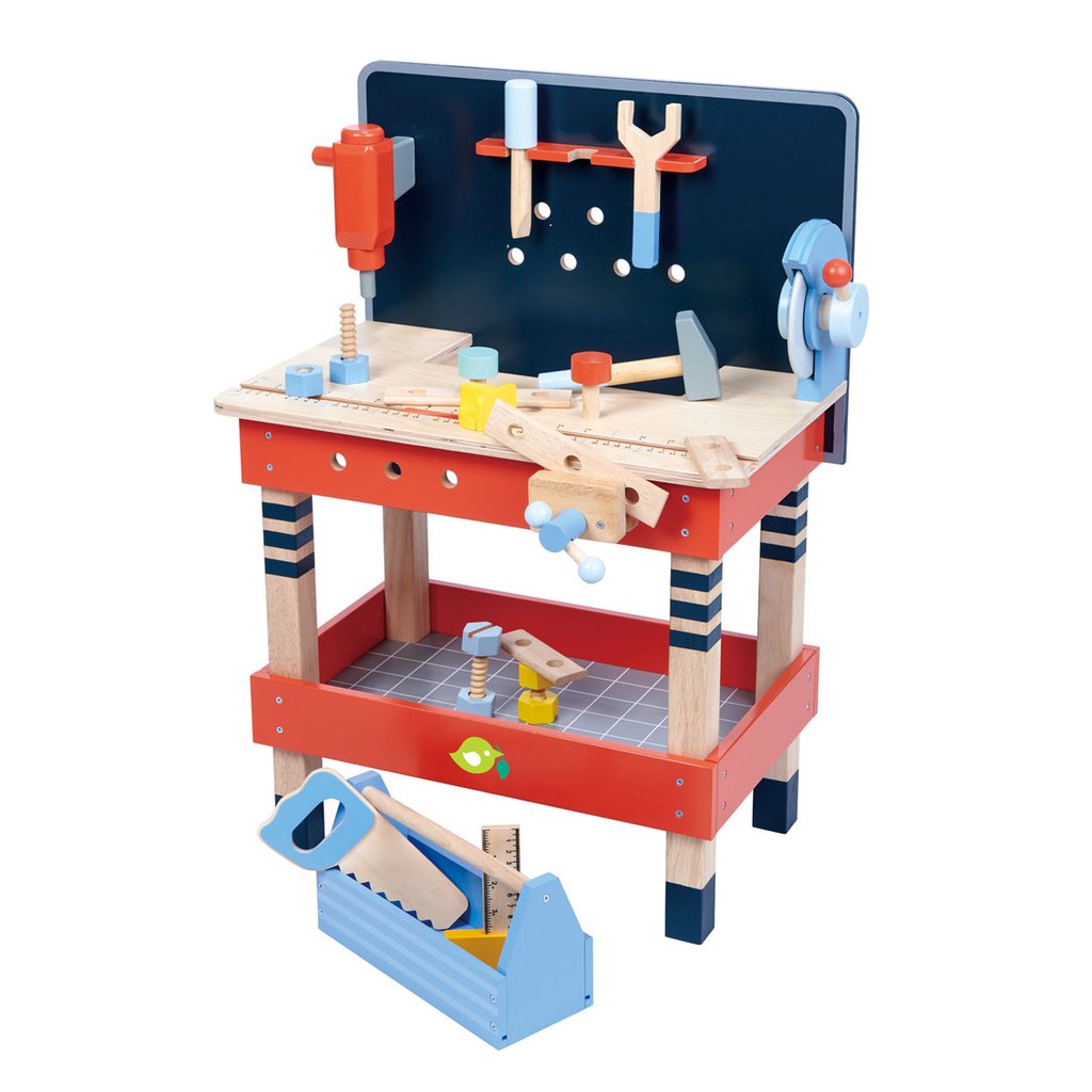 Wooden Toy Work Bench & Tool Set - Retro Kids