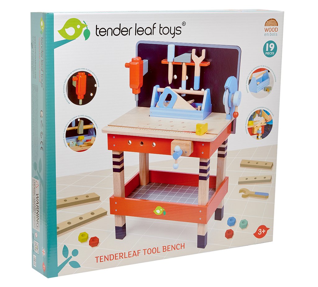 Wooden Toy Work Bench & Tool Set - Retro Kids